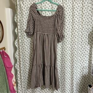 Madewell Black and White Tiered Midi Sundress